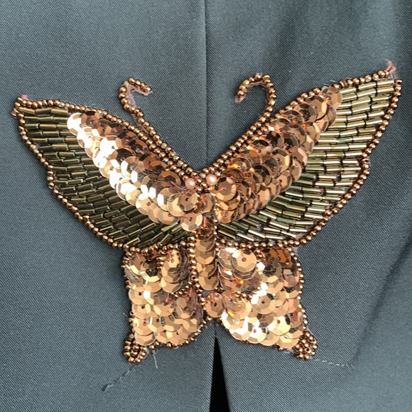 RK Chocolate Brown Stretch Skirt with Butterfly Appliqué Detail on Side Slit - Picture 4 of 8